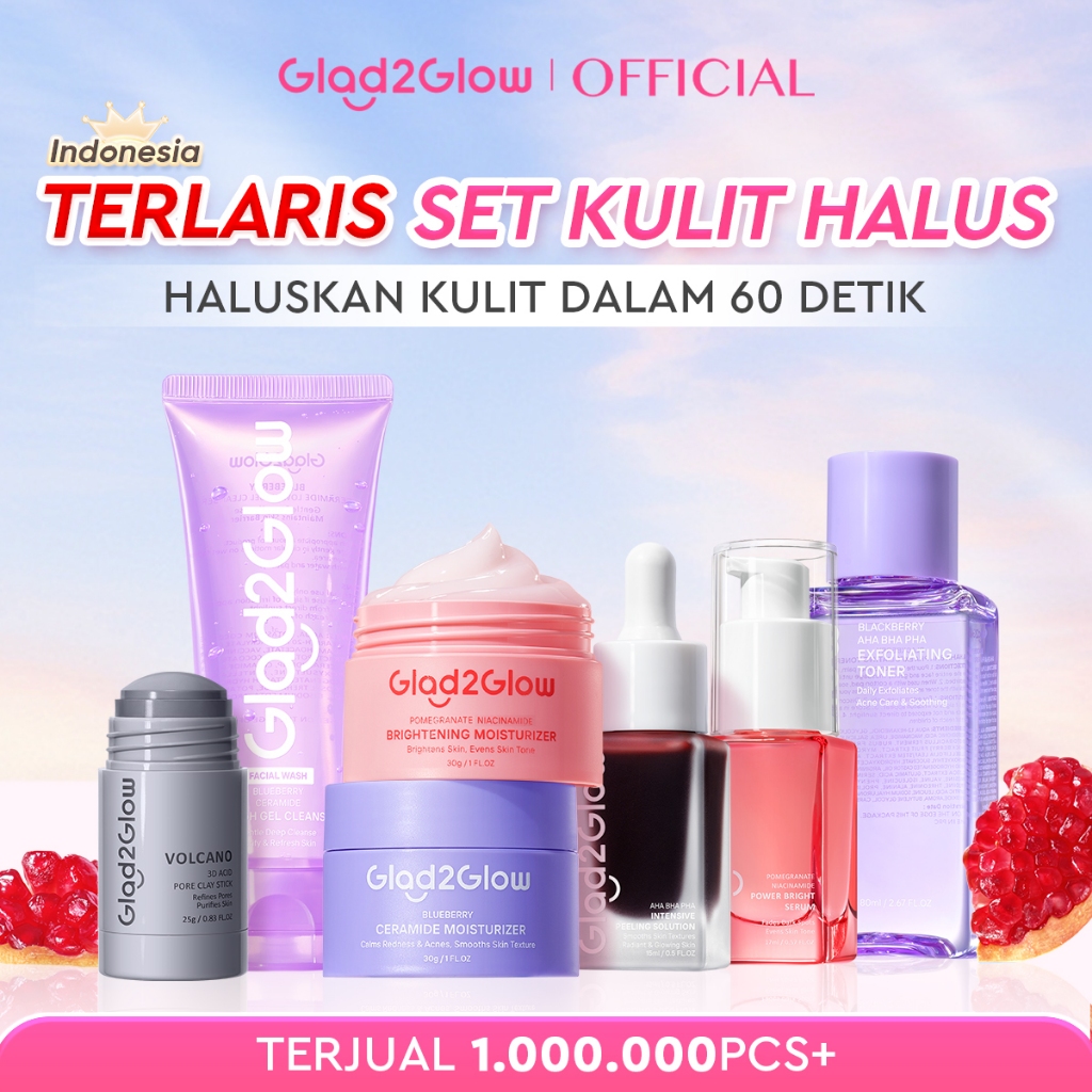 Jual [HEMAT 60K]Glad2Glow Kulit Halus Bundle 7in1 eksfoliasi wajah ...
