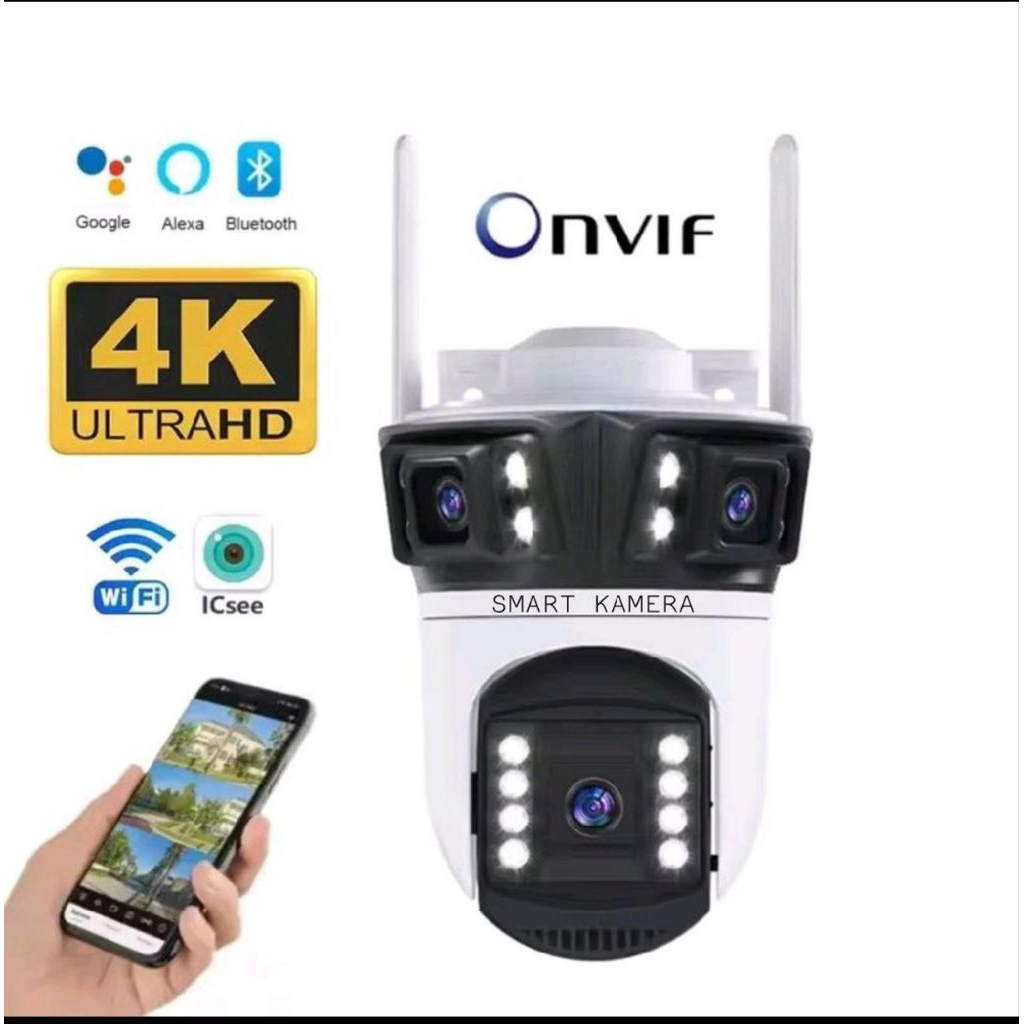 Jual ICSEE IP Camera Tiga Lens Outdoor Waterproof 30MP | Shopee Indonesia