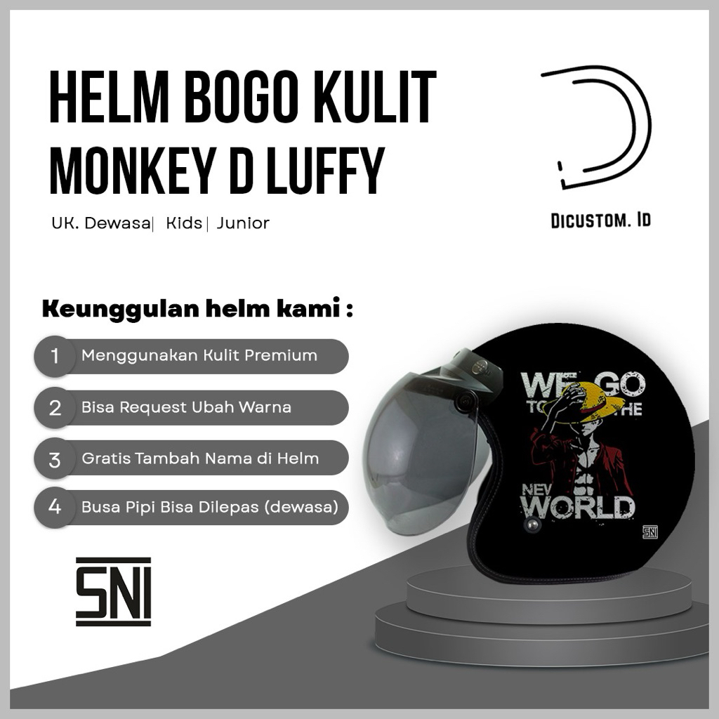 Jual Helm Bogo Kulit Monkey D Luffy One Piece Free Tambah Nama | Shopee ...