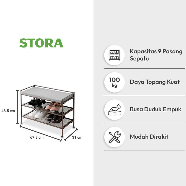 Jual STORA Rak Sepatu Mesh 3 Tingkat Dengan Dudukan Minimalis Beban ...