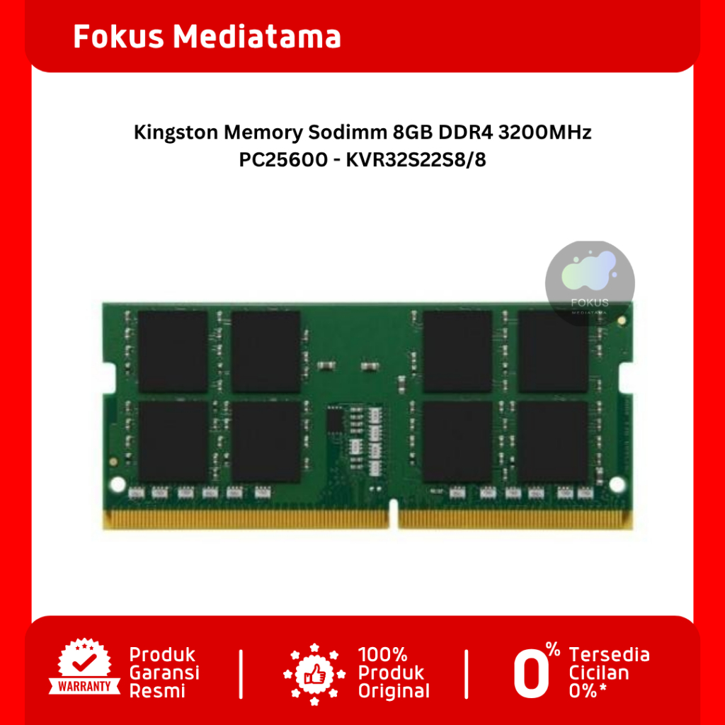 Jual Kingston Memory Sodimm 8GB DDR4 3200MHz PC25600 - KVR32S22S8/8 ...