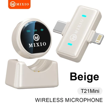 MIXIO T21 Magnetic Mic Wireless 2 In 1 Super Mini Clip On Microphone Mikrofon Lavalier HP Plug