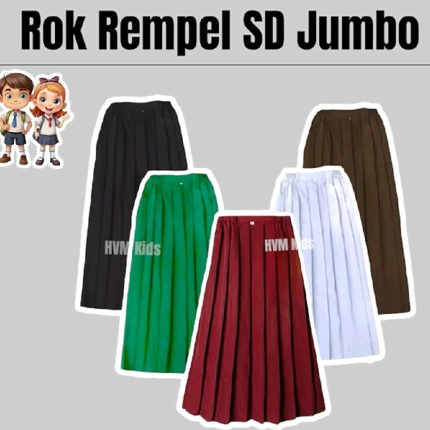 Jual Rok Rempel Panjang Jumbo SD MI Pinggang Karet Warna Merah Putih ...