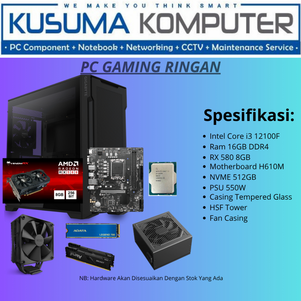 Jual Paket PC Only Untuk Gaming Intel i3 12100F feat RX 580 8GB DDR5 ...