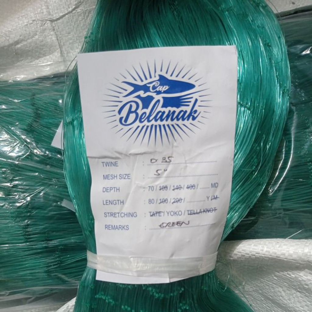 Jual Jaring ikan import 0.35 5 inchi 70md/80yds yoko 3 ikatan anti ...