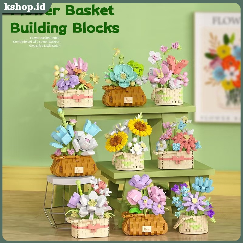Jual DIY Flower Buket Block Flower Pot Block Toys Mainan Balok Susun ...