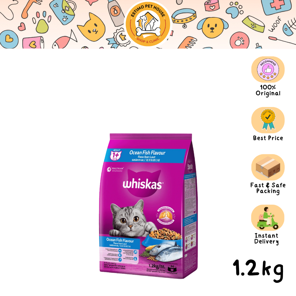 Jual WHISKAS Adult Ocean Fish 1.2kg Makanan Kering Kucing | Shopee ...