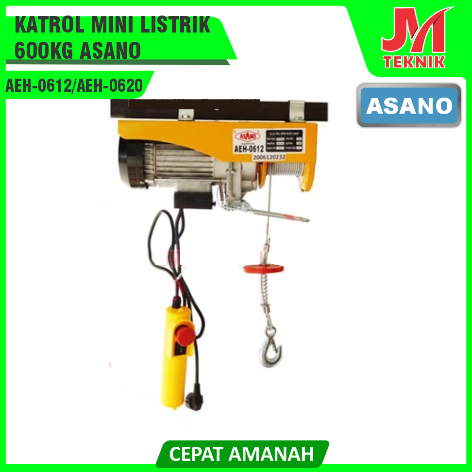 Jual ASANO JAPAN AEH0612/0620 KATROL MINI LISTRIK 600KG WIRE ROPE ...