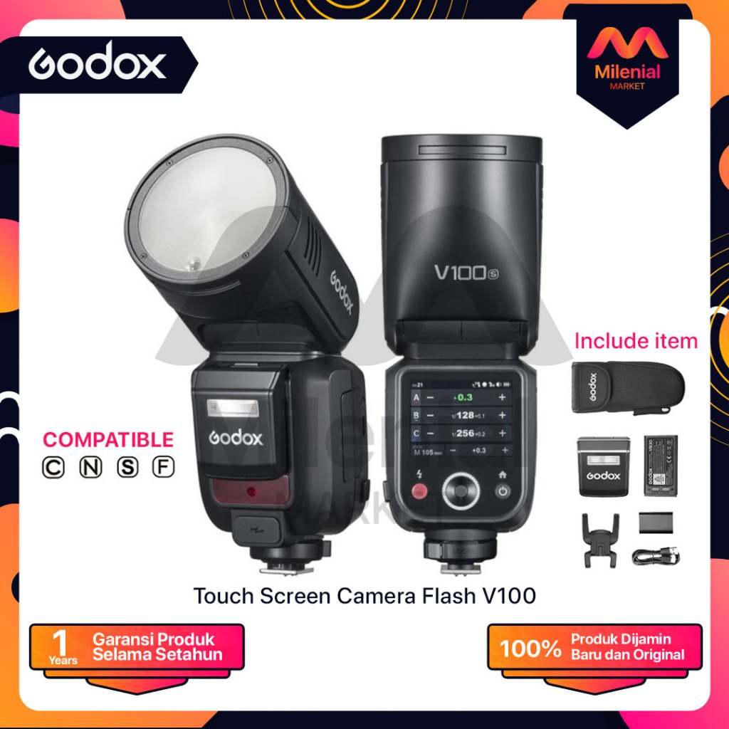 Jual Godox V100 Round Head Flash V-100 Godox Flash V100 | Shopee Indonesia