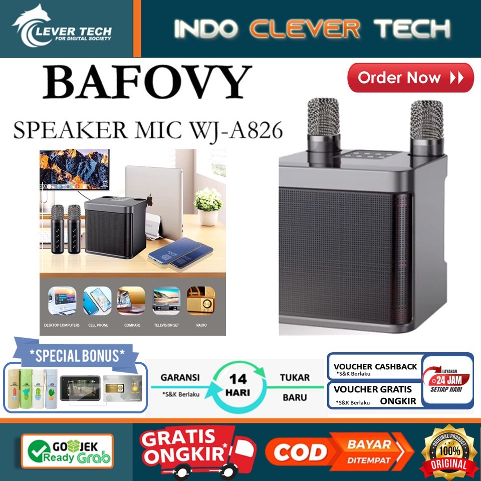 Jual BAFOVY Speaker Bluetooth Portable Karaoke with Wireless Microphone ...