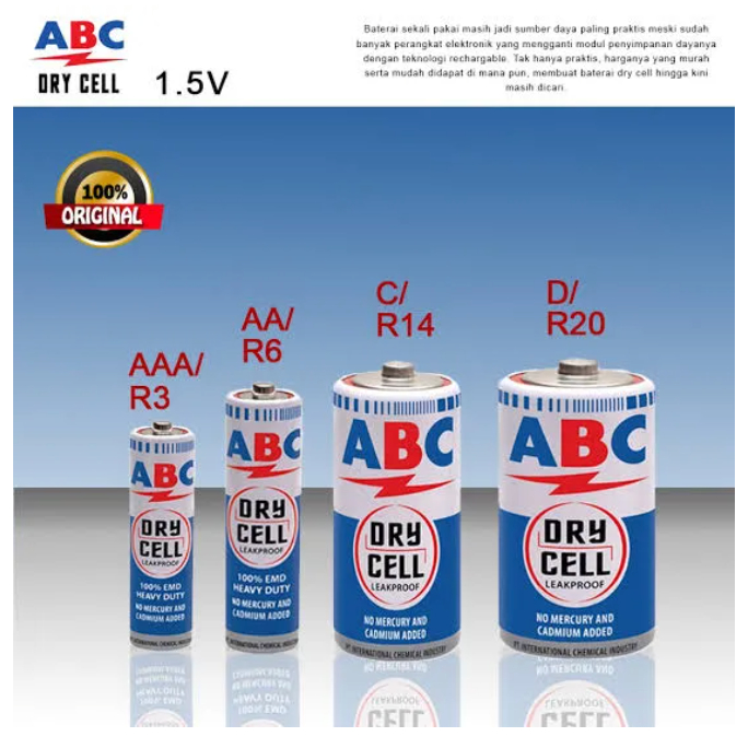 Jual (1BOX ISI 24 PCS) Baterai ABC R20 Biru Besar Type D / Batrai ABC ...