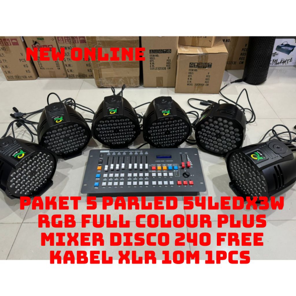 Jual PAKET 5 PARLED 54LED 4 LINE RGB FULL COLOUR PLUS MIXER DISCO 240 ...