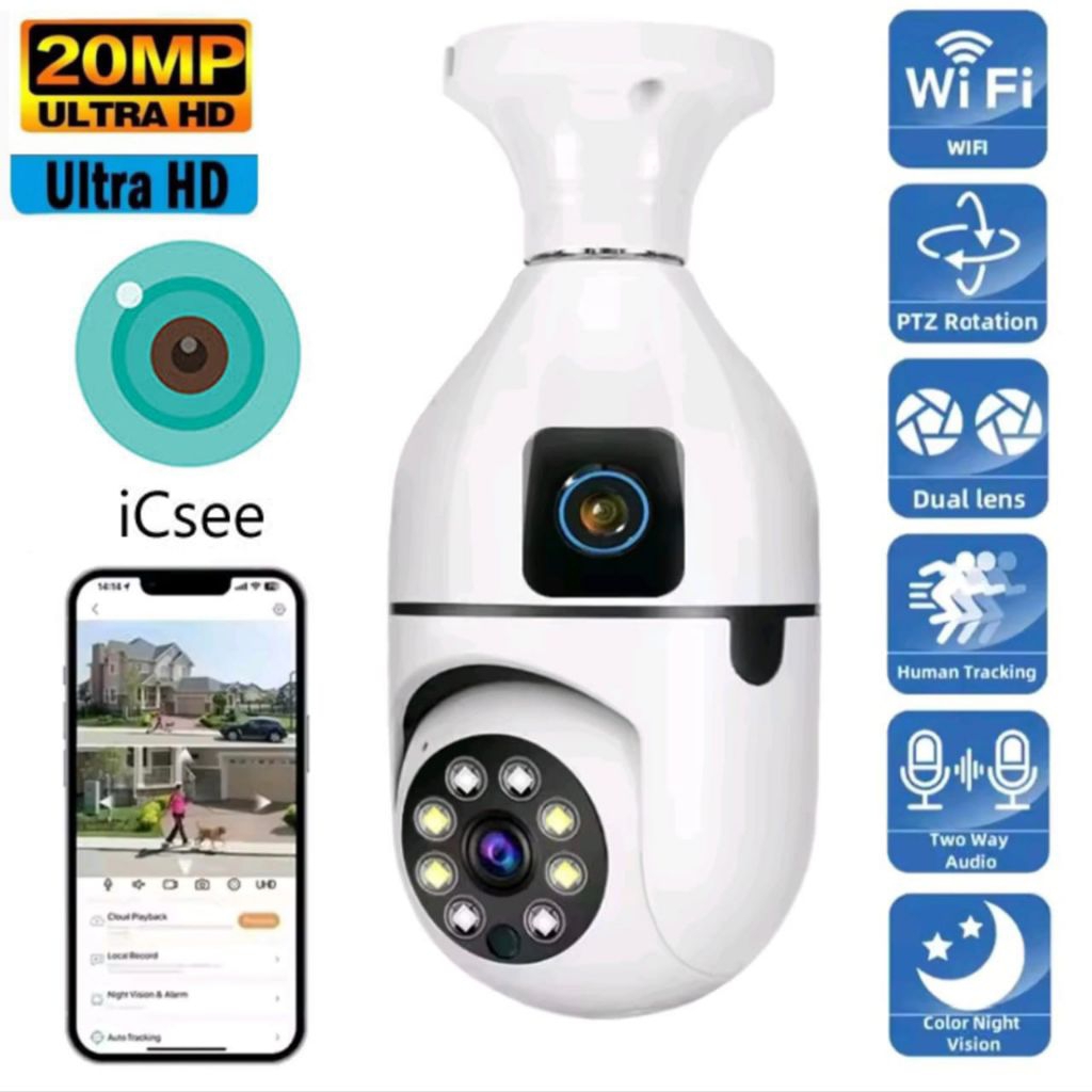 Jual iCsee Kamera Dual Lensa 20MP Ultra HD dengan Fitur Night Vision ...