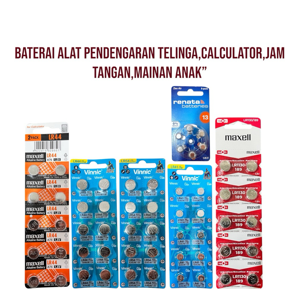 Jual Baterai Original Tipe LR41,LR44,LR48,LR54,LR1130 Merek Vinnic ...