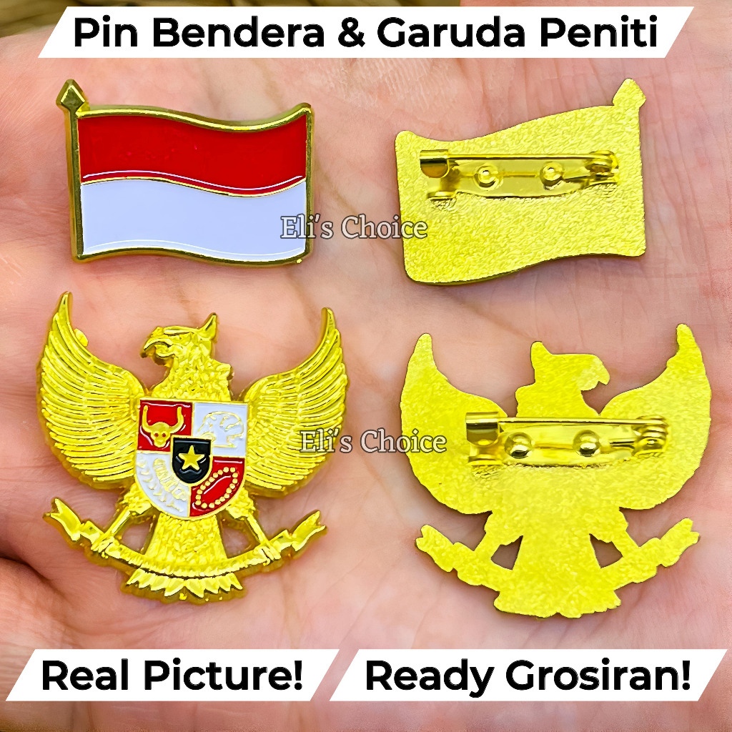 Jual GROSIR Pin Peniti Bendera Merah Putih & Garuda Indonesia PREMIUM ...