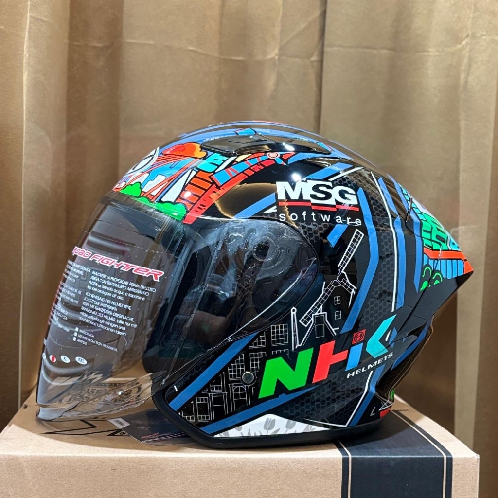 Jual NHK R1 ELITE BO#6 BLACK ORIGINAL | HELM HALF FACE R-1 ELIT MOTIF ...