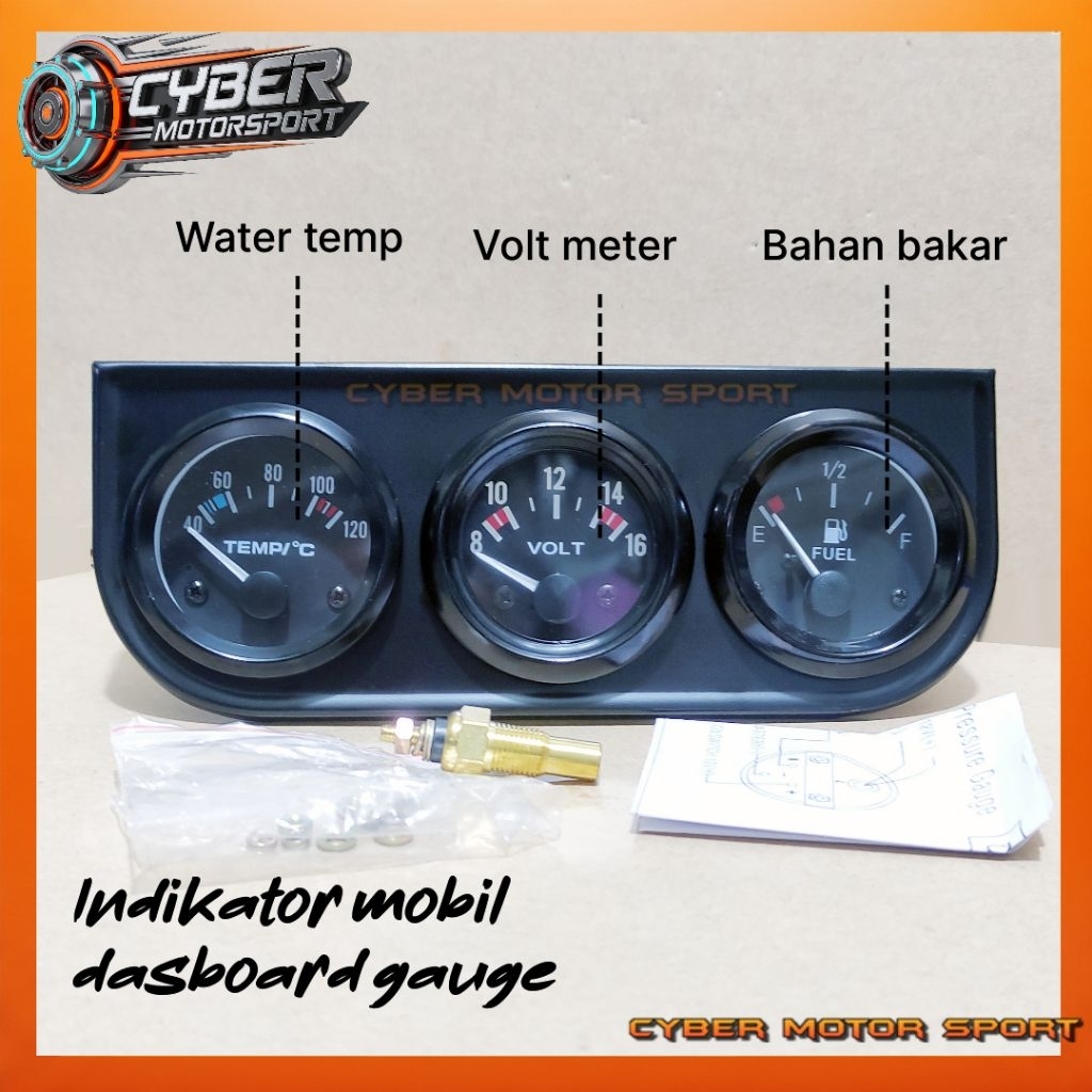 Jual Dashboard triple gauge Water coolant temperature volt meter Fuel ...