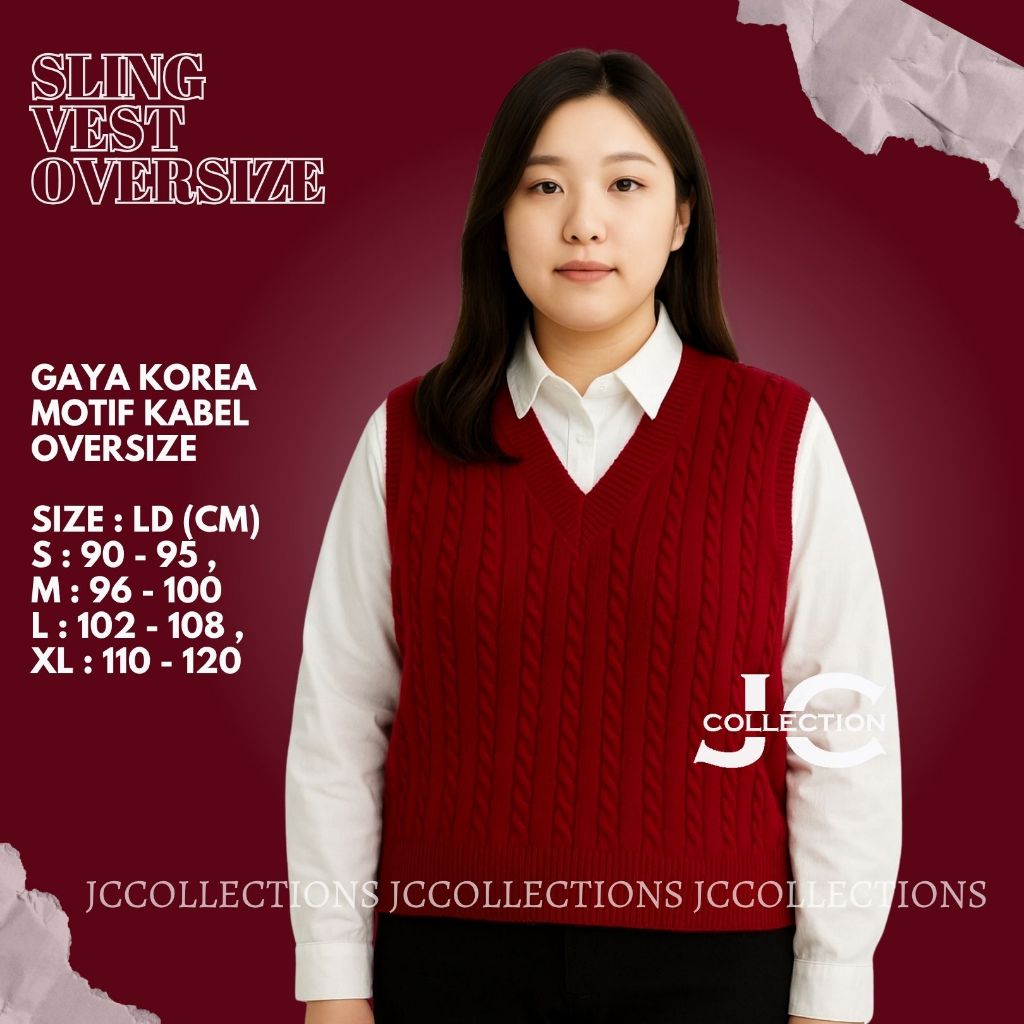 Jual Rompi Rajut Wanita Kabel Oversize/ Knit Vest Rompi Kabel Korea ...