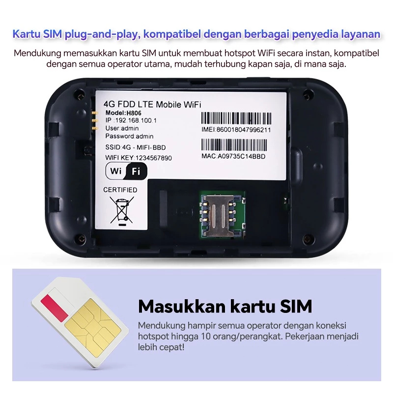 Jual H806 Mifi Modem Wifi 4G/5G LTE All Operator Unlock SIM Card ...