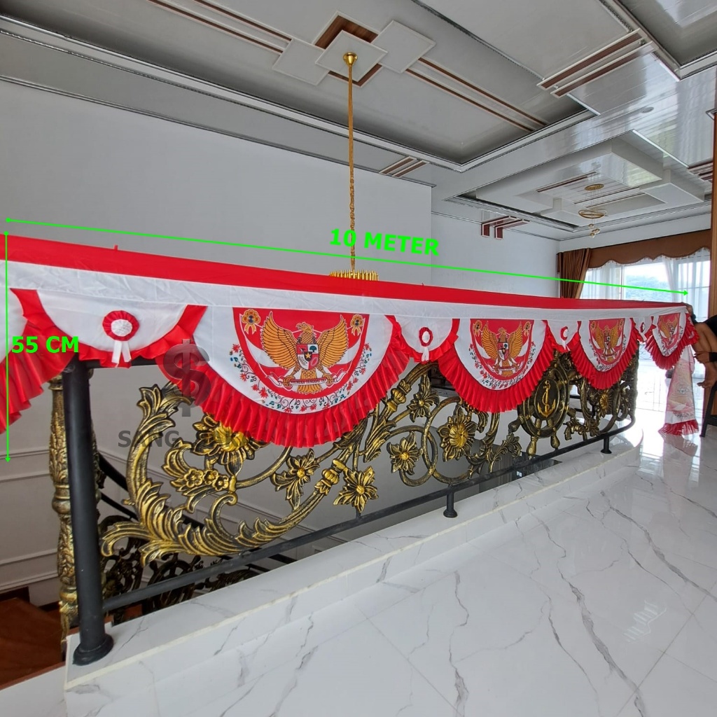 Jual BENDERA BACKGROUND RUMBAI GARUDA BATIK PANJANG 10 METER MERAH ...