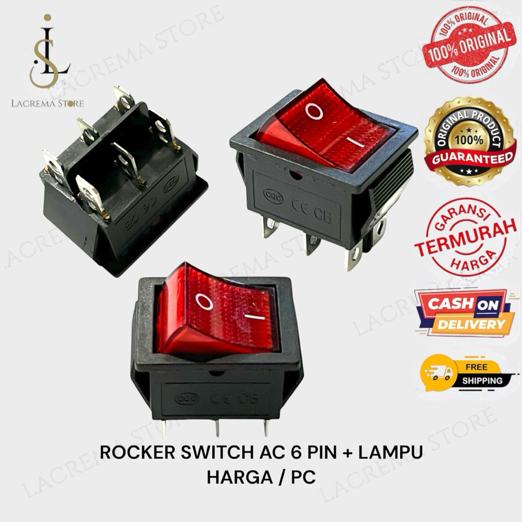 Jual SWITCH AC BESAR ON - OFF 6 PIN ROCKER SWITCH BESAR 6 KAKI TOMBOL ...