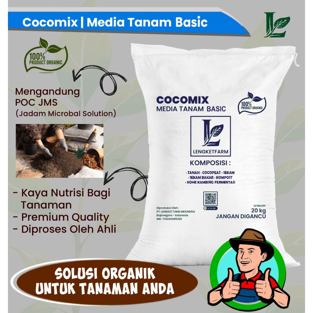 Cocomix basic I Media tanam siap pakai I Repack 1kg