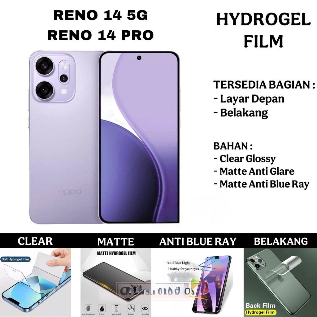 Jual Hydrogel Depan Belakang Reno 14 5G / Reno 14 pro | Shopee Indonesia