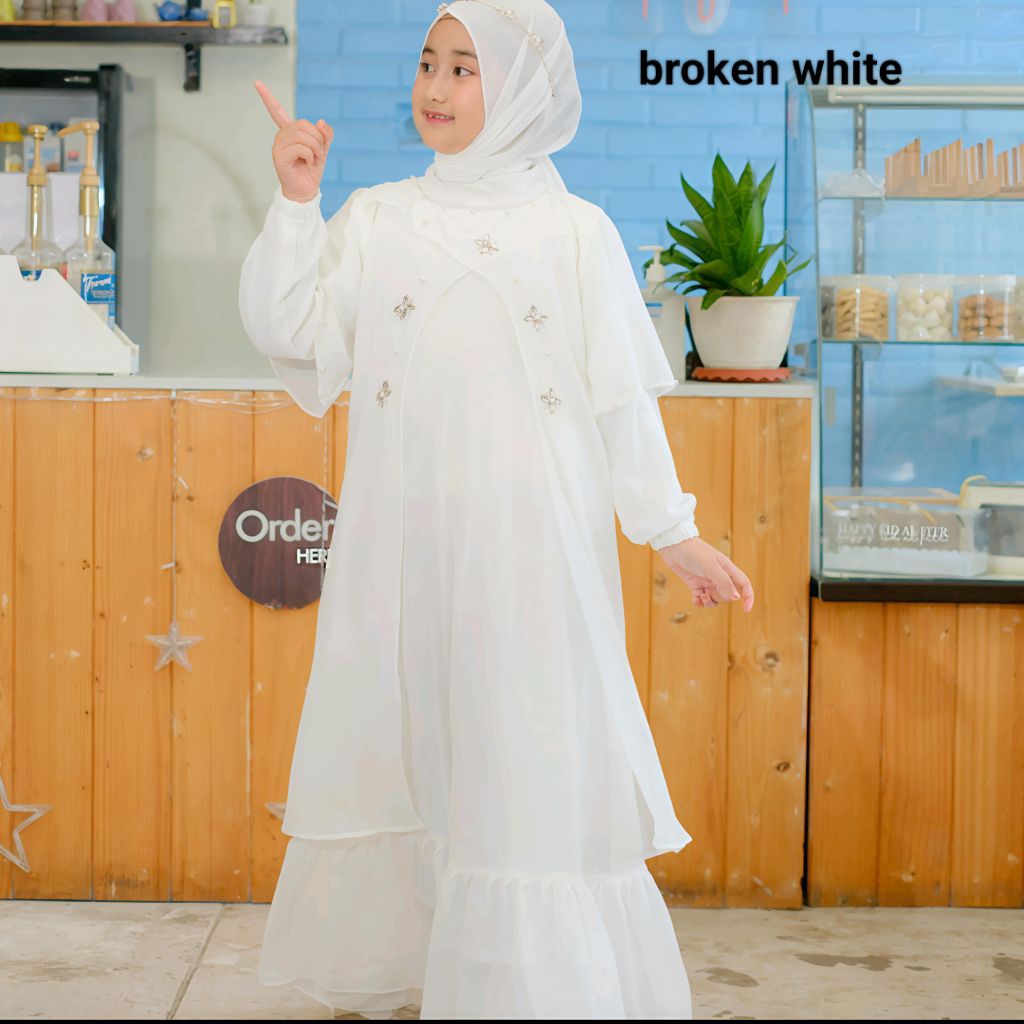 Jual Abaya anak Zaina set kids free phasmina uk M,L,XL usia 3-14