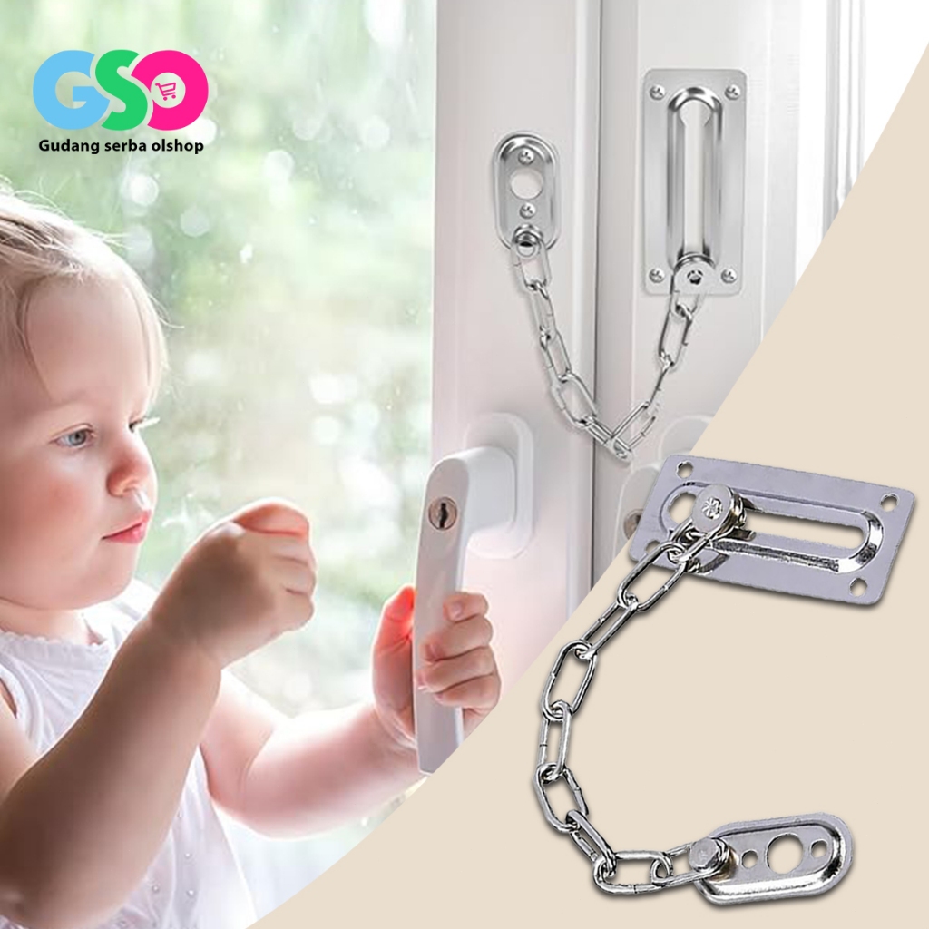 Jual [GSO]Grendel Rantai Pintu Stainless Jendela Door Chain Safety Lock ...