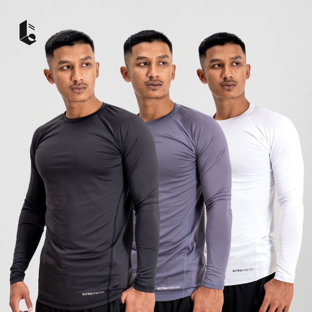 Jual Baselayer Manset Lengan Panjang Olahraga Pria Kaos Long Sleeve ...