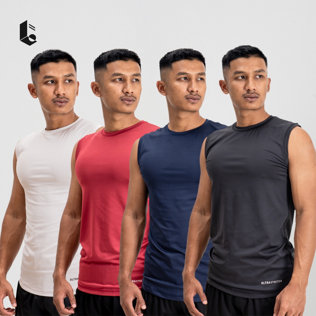 Jual Sleeveless Baselayer Manset Singlet Olahraga Hitam Polos Tank Top ...