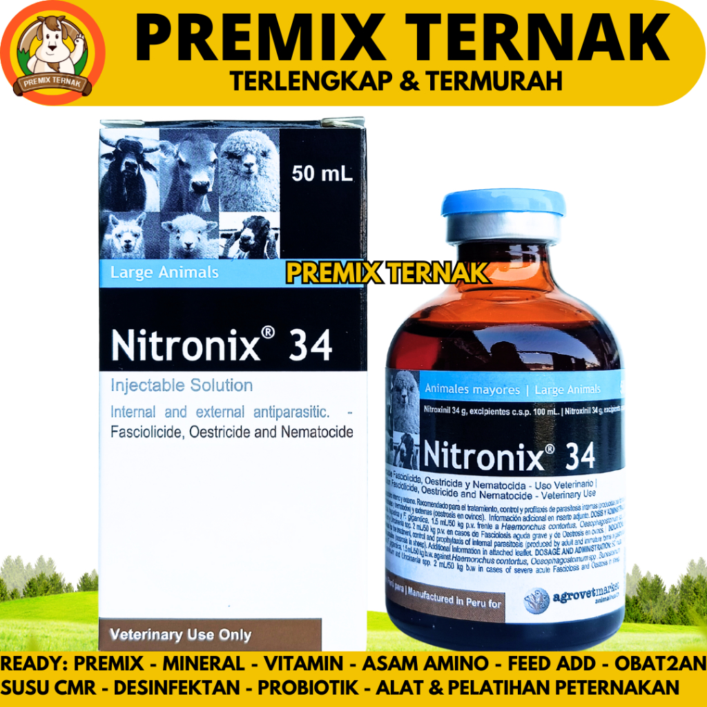 Jual NITRONIX-34 50ML AGROVET - Obat Cacing Hati Sapi Paling Ampuh ...