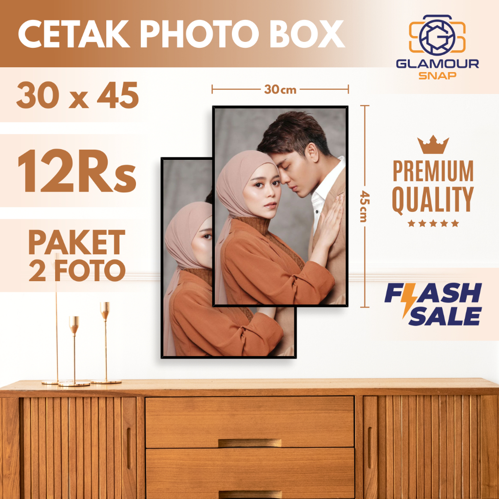 Jual PAKET 2 PCS | CETAK PHOTO BOX | 30X45 CM | 12Rs | FRAME FIBER ...