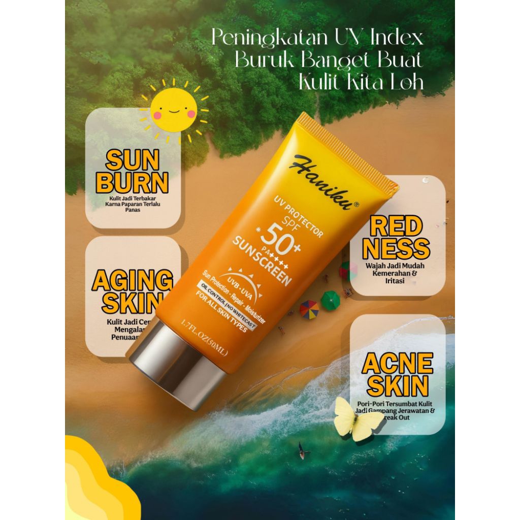 Jual [NEW LAUNCH] Haniku Sunscreen UV Protection UVA + UVB SPF 50 ...