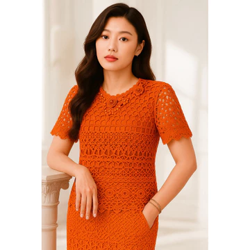 Blus Atasan Wanita Aurum Tangan Pendek Full Brokat 5331