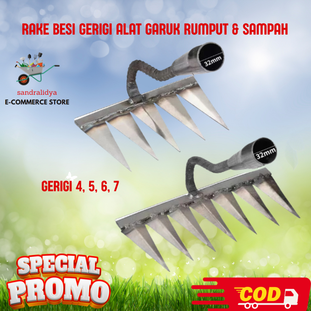 Jual Rake Besi Gerigi Garuk Rumput Sampah Gulma Garpu Cakar Besi Alat ...