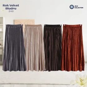 Rok Velvet Bludru Plisket Polos Shiny Premium Import 22 Warna 240