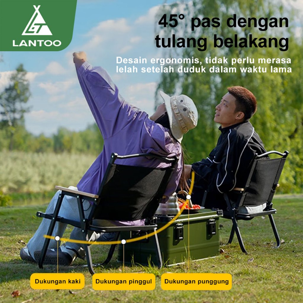 Jual LANTOO Kursi Lipat Outdoor Camping Dengan Gagang Kayu Kursi Pantai ...