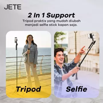 Tripod JETE H15 Tongsis Bluetooth Selfie Stick HP With Remote Garansi Resmi 2 Tahun