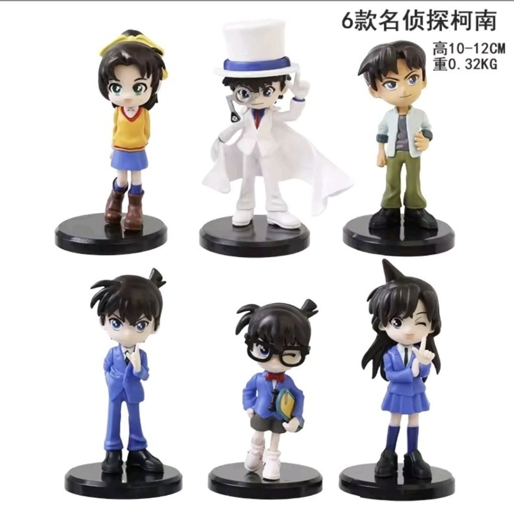 Jual 6pcs/Set Detective Conan Action Figure Kaito Kid Ran Mouri Heiji ...