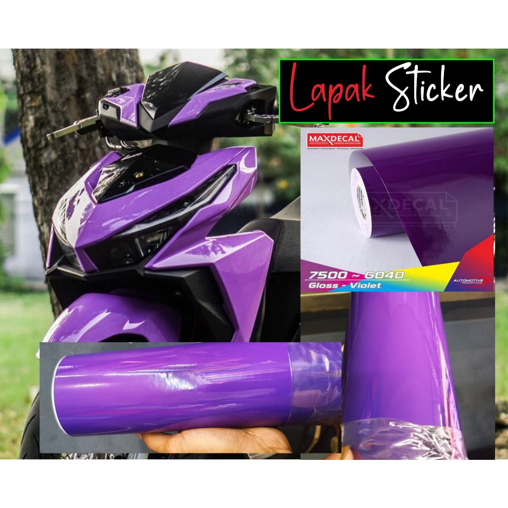 Jual skotlet motor mobil ungu/violet glossy/mengkilap sticker maxdecal ...