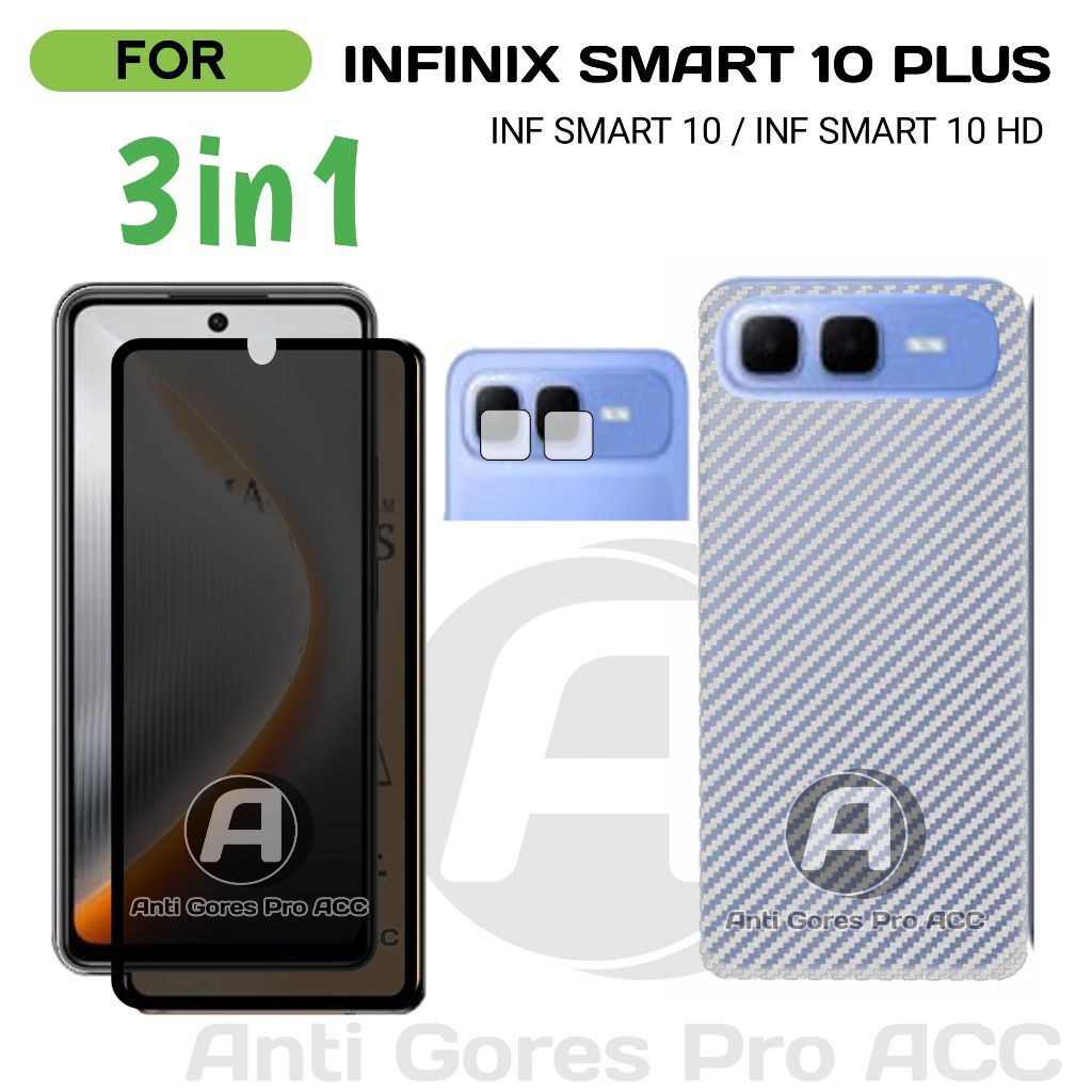 Jual Anti Gores for Infinix Smart 10 Plus HD Paket 3in1 Tempered Glass ...