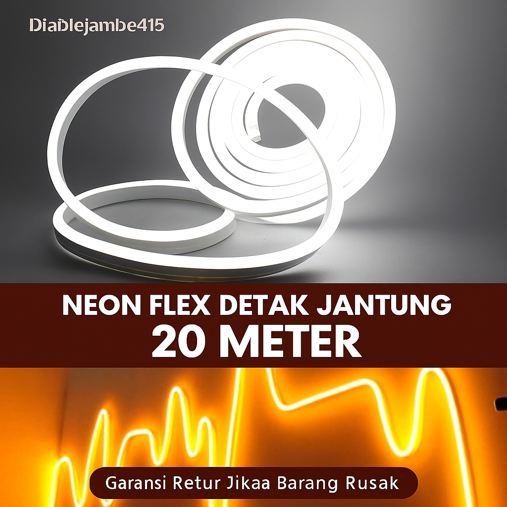 LAMPU NEON FLEX 20 METER HIAS KAMAR TIDUR AESTHETIC HIASAN TEMPEL DINDING LED DETAK JANTUNG ESTETIK