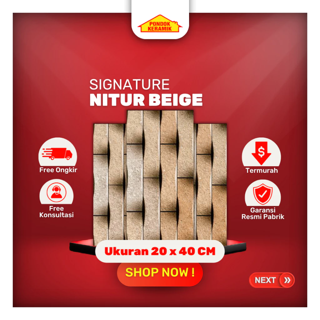 Lantai Dinding Signature 20x40 Nitur Beige Motif Batu Alam