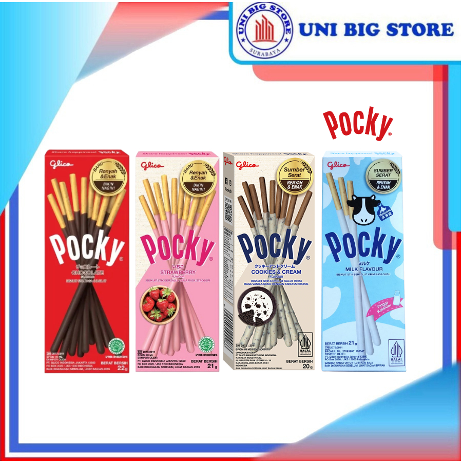 Jual Glico Pocky Mini Stick Chocolate Strawberry Cookies Cream Milk 20 ...