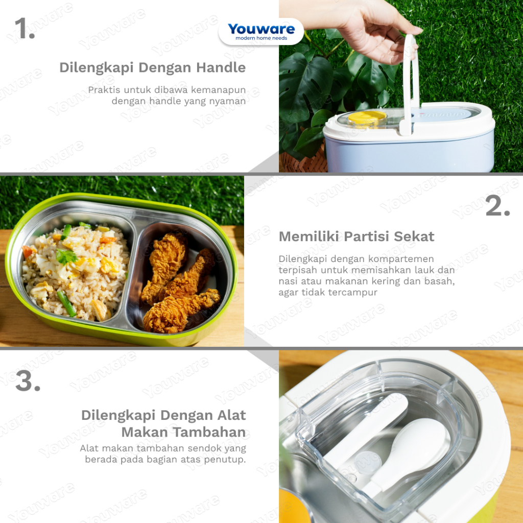 Jual Youware - Retta Stainless Steel Lunch Box / Kotak Bekal / 1000 mL ...