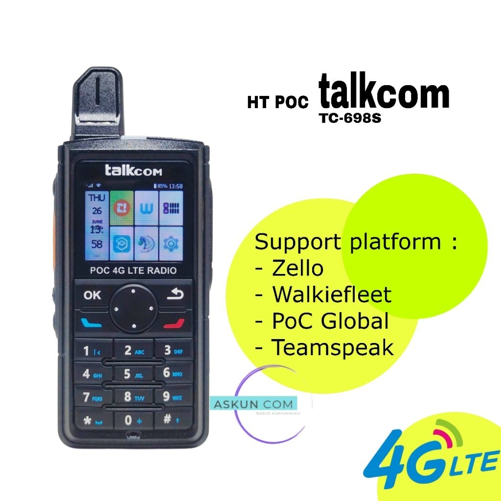 Jual HT POC talkcom TC-698S 4G LTE WiFi PLATFORM ZELLO WALKIEFLEET POC ...