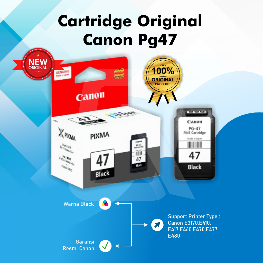 Jual Catridge Canon 47 Black Original E3170 E400 E410 E417 E460 E470 ...