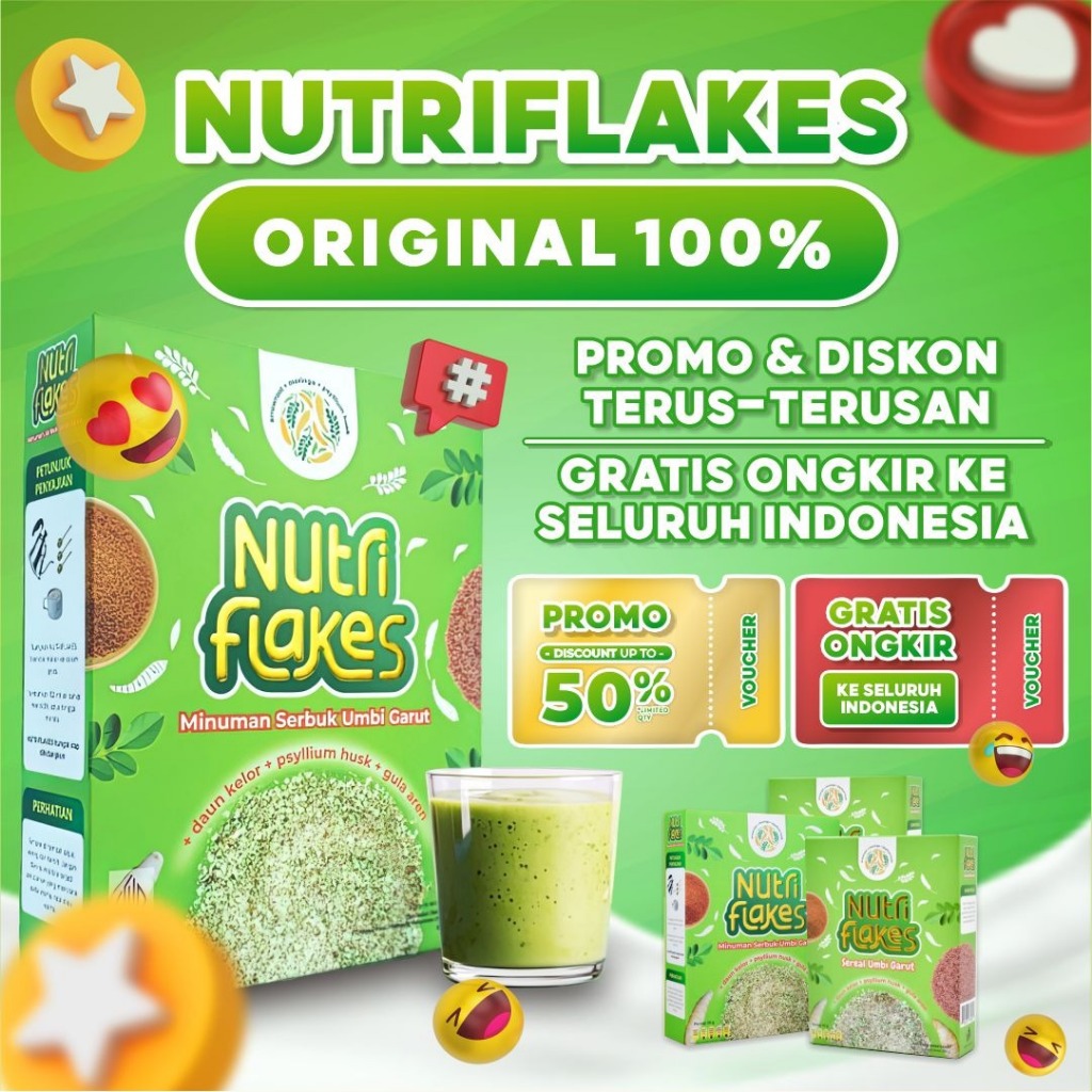 [PROMO] Nutriflakes Original - Sereal Sehat Umbi Garut Efektif Atasi Keluhan Maag, Gerd, Asam Lambung, Saluran Pencernaan dan Bantu Program Diet