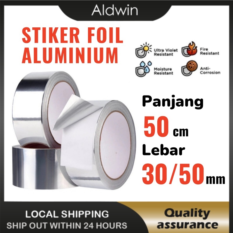Jual Lakban Aluminium Foil Rusfet Tape 50mm x 5M Isolasi Silver Tahan ...